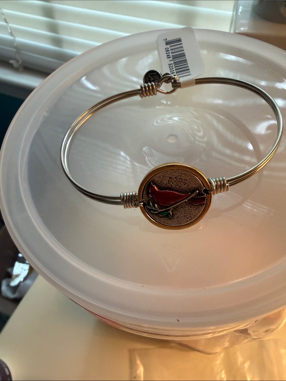 Luca + Danni Gold-Tone Bangle with Red Cardinal
